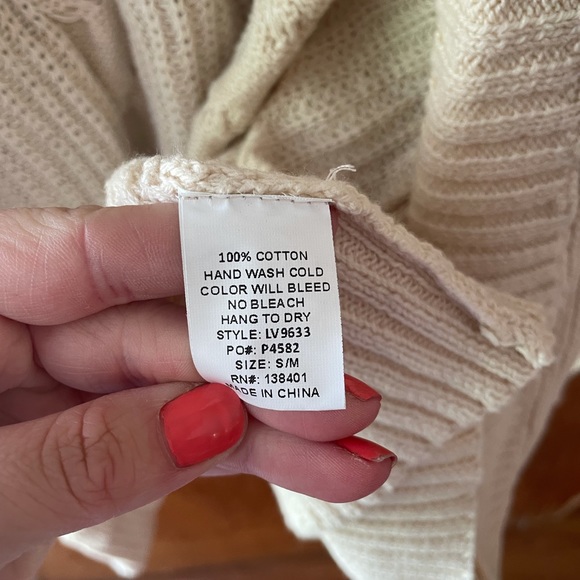 VICI Cable Knit Cardigan Cream Colored Small/Med - Picture 4 of 5